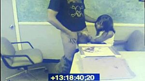 Black amateur babe caught giving blowjob in office on camera