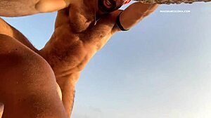 Hot Muscle Roman Mercury's Bareback Encounter on the Rocks Near a Public Gay Beach