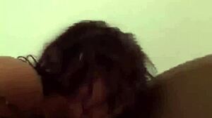 Rough facial on stocking-clad amateur with big tits