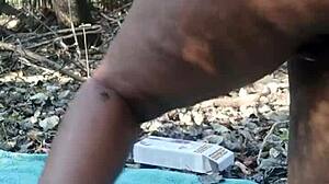 I masturbate outdoors, feeling the fresh air on my skin as I cum hard.