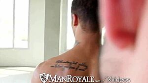 ManRoyale huge cock slams gym trainer's tight ass hard