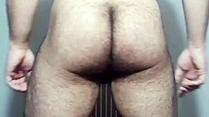 parading naked with hard cock standing, cumming without touching while walking