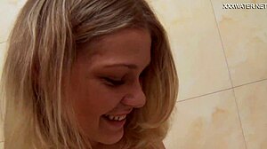 liza milova gets wet in the shower and bathtub