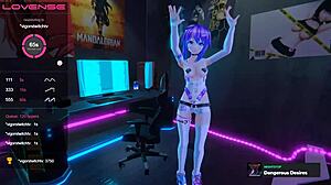 this beautiful hentai girl in costumes dances with joy for you on webcam