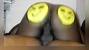 Ebony beauty rides monster cock during lunch break