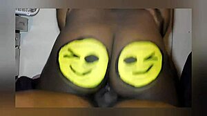 Ebony beauty rides monster cock during lunch break