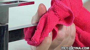 Latina barmaid gets tattooed pussy fucked in public outdoor blowjob