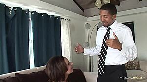 Brunette Drains Black Balls