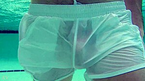 Overwhelmed By Desire In Pool With See-Through Crossdressing And Big Cock Underwater
