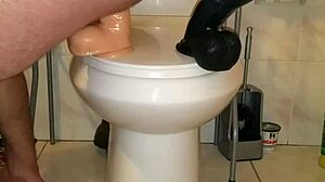 nice dildo session deep in her ass with huge toys