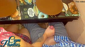 I got a handjob from my friend in the cafe and it felt amazing