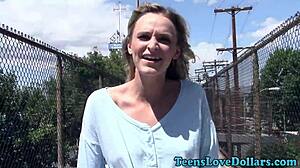 Teen 18+ager receives spunk on face in pov