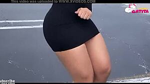 Small Latina Bent Over for Big White Cock Creampie