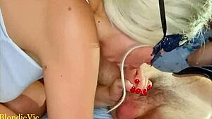 real amateur couple where hot blonde SUCKS big cock and balls