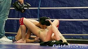 Tattooed Euro Lesbian Wrestles Hard on Floor