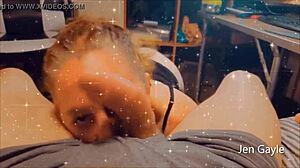 Blonde cougar with big tits deepthroats cock in face fucking session