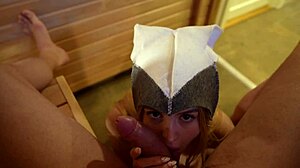 stranger in public sauna fucked hard and fed me cum, blowjob and cumshot