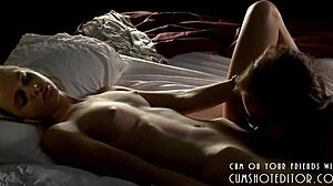 Two cute teen girls share sensual kisses, then explore oral pleasures and masturbation in a lesbian encounter.