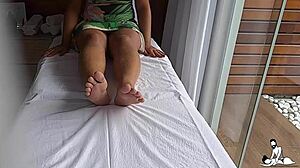 Filming my client with gorgeous breasts and tight pussy during tantric massage