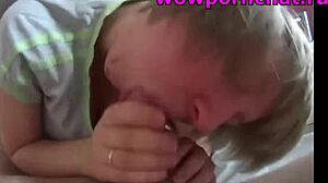 blonde couple starts with blowjob at home before sex