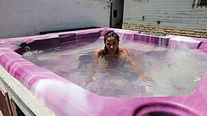 Dayanara Enjoys Relaxing Hot Tub Session In Pool Area