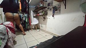 Bold Mexicana Morena with Big Ass Folds Laundry in Thong