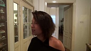 Trashy Brunette Cutie Receives Intense Facial Cumshot on Shaved Pussy