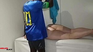 Massage therapist gets aroused by the naughty woman who eagerly sucks his cock in various positions.