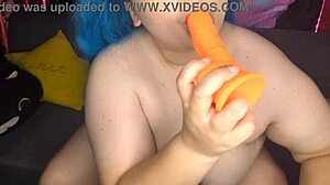 this bbw slut lunalustxxx is sucking on a dildo like a horny bitch