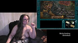 i'm exploring naked ghosts in moon lake, playing through part five with my bbw brunette character, tattoos and piercings on display in this nude game session