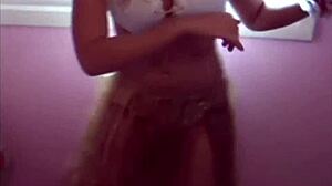 Cute Petite Teen Boldly Wiggles Hips in New Hula Girl Costume.