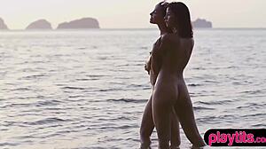 Cara and Elilith's provocative outdoor lesbian romance with tight pussies and cute tits.