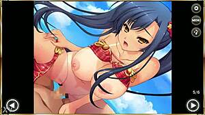 gif from shinrenkyo musou tenka touitsu den featuring guan yu in swimsuit ii