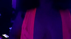 Cute ebony babe glows up in homemade video.