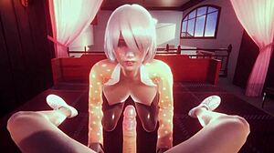 2B Nier Automata Fingering Hard on Stairs 3D Animation