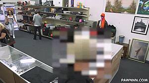 Big titty Latina slut fucks for cash in shop