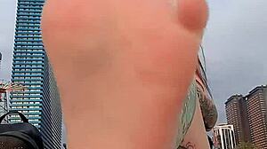 Look at dominatrix nika's beautiful feet and toes dominating on the beach