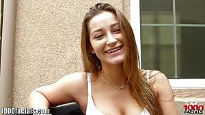 Dani Daniels gets a messy facial from hardcore blowjob action at 1000Facials