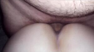 He thrusts huge cock into juicy pussy then cums on ass