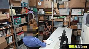 Hot ebony teen 18+ gets punished with fucking on CCTV after shoplifting