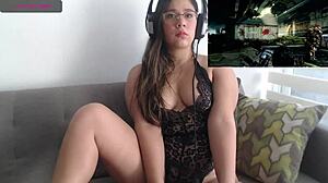 hot girl playing playstation, what a fun time