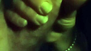 In the dark, she secretly sucks my dick while hiding from her husband