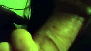 In the dark, she secretly sucks my dick while hiding from her husband