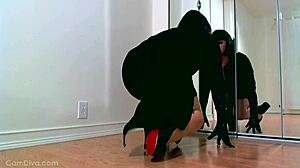 Sensual Femdom Teasing In Shiny Nylons