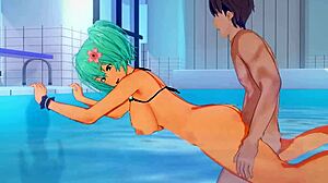 Housen Ryofu engages in wild pool sex with big tits exposed!