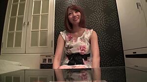 Young Japanese babe with big tits performs blowjob and receives cumshot in amateur homemade video