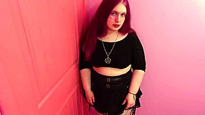 Goth Transsexual Shoots Big Load in POV Scene