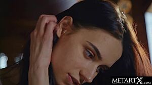 Hot Brunette's Big Tits Bounce During Intense Masturbation