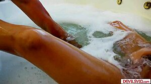 Busty Blonde MILF Sucks Hunk Plumber in Shower Before Deepthroat and Masturbation