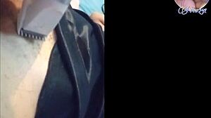 Asian young woman with small tits gets waxed in the bathroom.